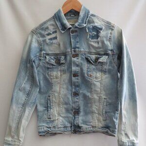 Evolution In Design Denim Jacket Youth XL 18-20 Blue Acid Wash Paint Button (B)